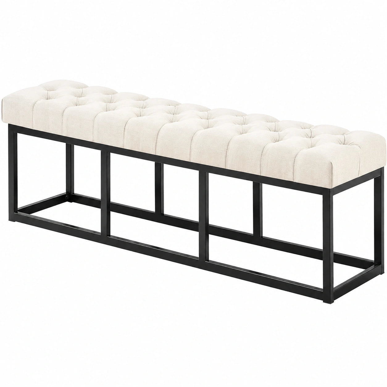 banc-en-tissu-chesterfield-avec-pieds-en-metal-noir-creme-150-cm-voobdt9364is