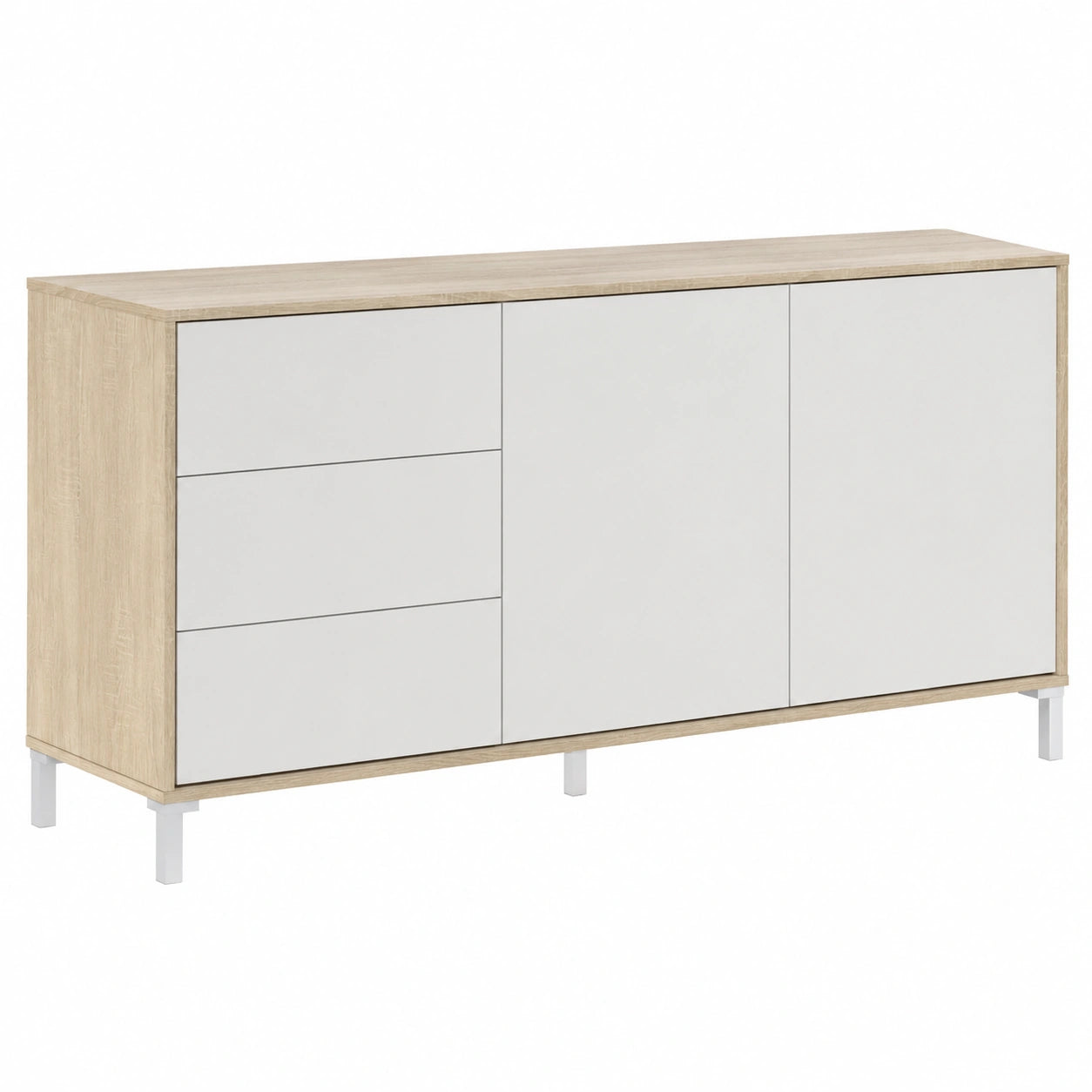 buffet-2-portes-3-tiroirs-chene-et-blanc-74x154x41-cm-rohsxe9331cp