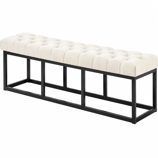 banc-en-tissu-chesterfield-avec-pieds-en-metal-noir-creme-150-cm-voobdt9364is